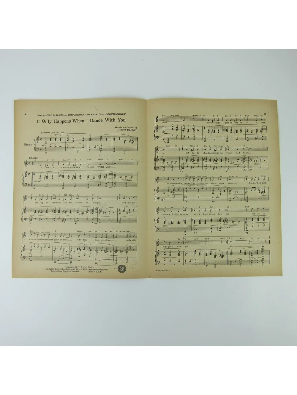 Sheet Music It Only Happens When I Dance With You Judy Garland Fred Astaire 1947
